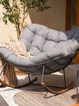 Grand patio Outdoor Rocking Chair, E-Coated Modern Cozy Lounge Rocker Chair with Cushion for Balcony Porch Patio, Gray