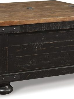 Signature Design by Ashley Valebeck Farmhouse Lift Top Coffee Table with Storage, Distressed Brown & Black Finish